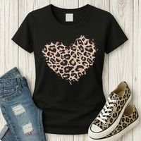 Leopard Cheetah Animal Print Heart Women's T-Shirt thumb 3