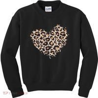 Leopard Cheetah Animal Print Heart Kids Sweatshirt thumb 0
