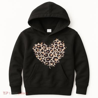 Leopard Cheetah Animal Print Heart Kids Hoodie