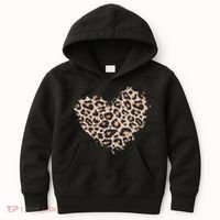 Leopard Cheetah Animal Print Heart Kids Hoodie thumb 0