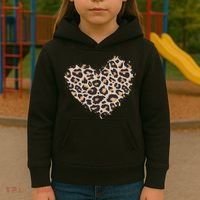 Leopard Cheetah Animal Print Heart Kids Hoodie thumb 3