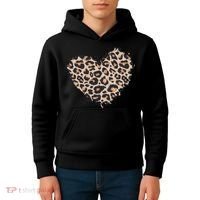 Leopard Cheetah Animal Print Heart Kids Hoodie thumb 4