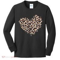 Leopard Cheetah Animal Print Heart Kids Long Sleeve Shirt thumb 0