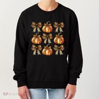 Leopard Coquette Bow Pumpkin Spooky Season Autumn Halloween Women's Sweatshirt thumb 0