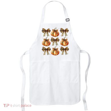 Leopard Coquette Bow Pumpkin Spooky Season Autumn Halloween Apron