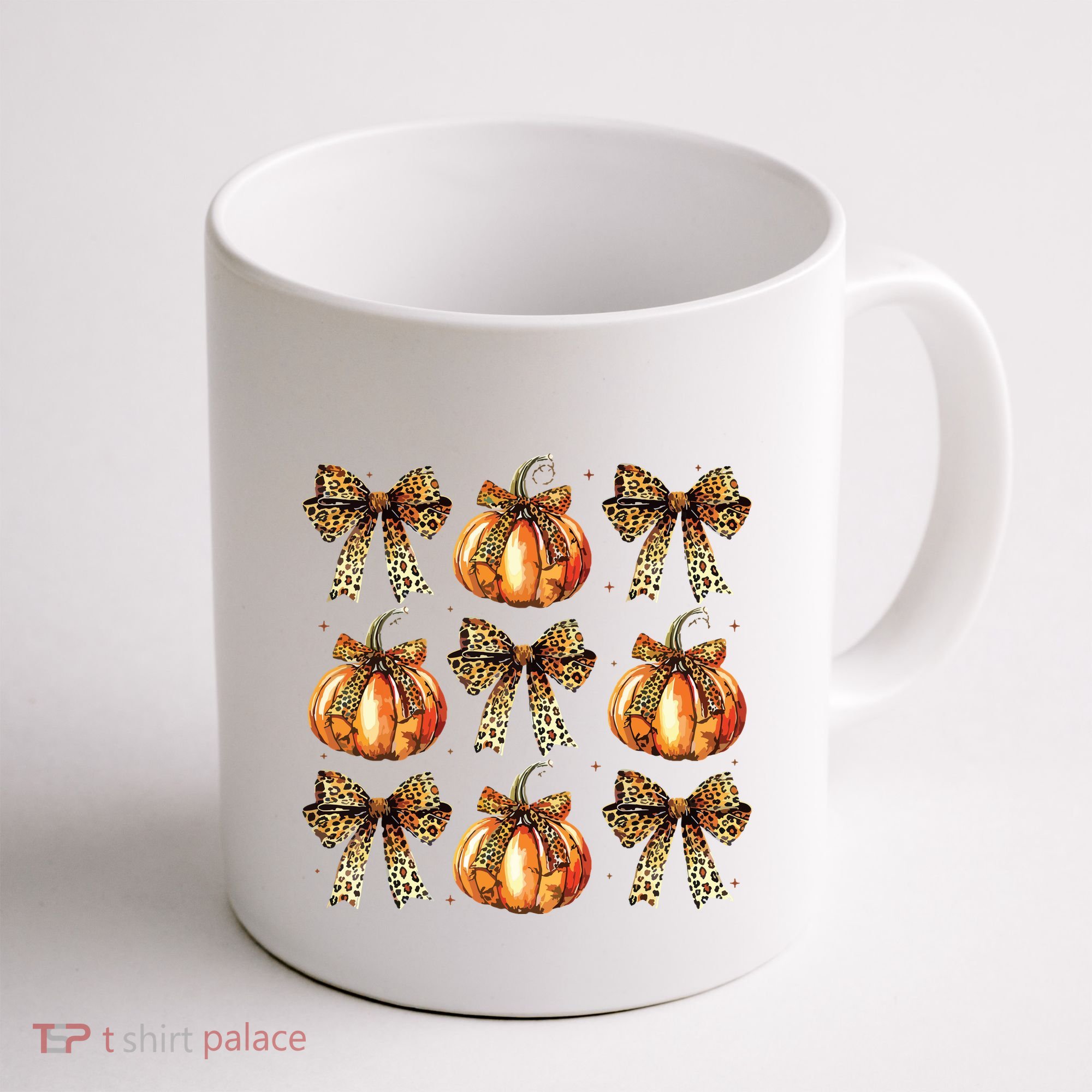 Leopard Coquette Bow Pumpkin Spooky Season Autumn Halloween Coffee Mug
