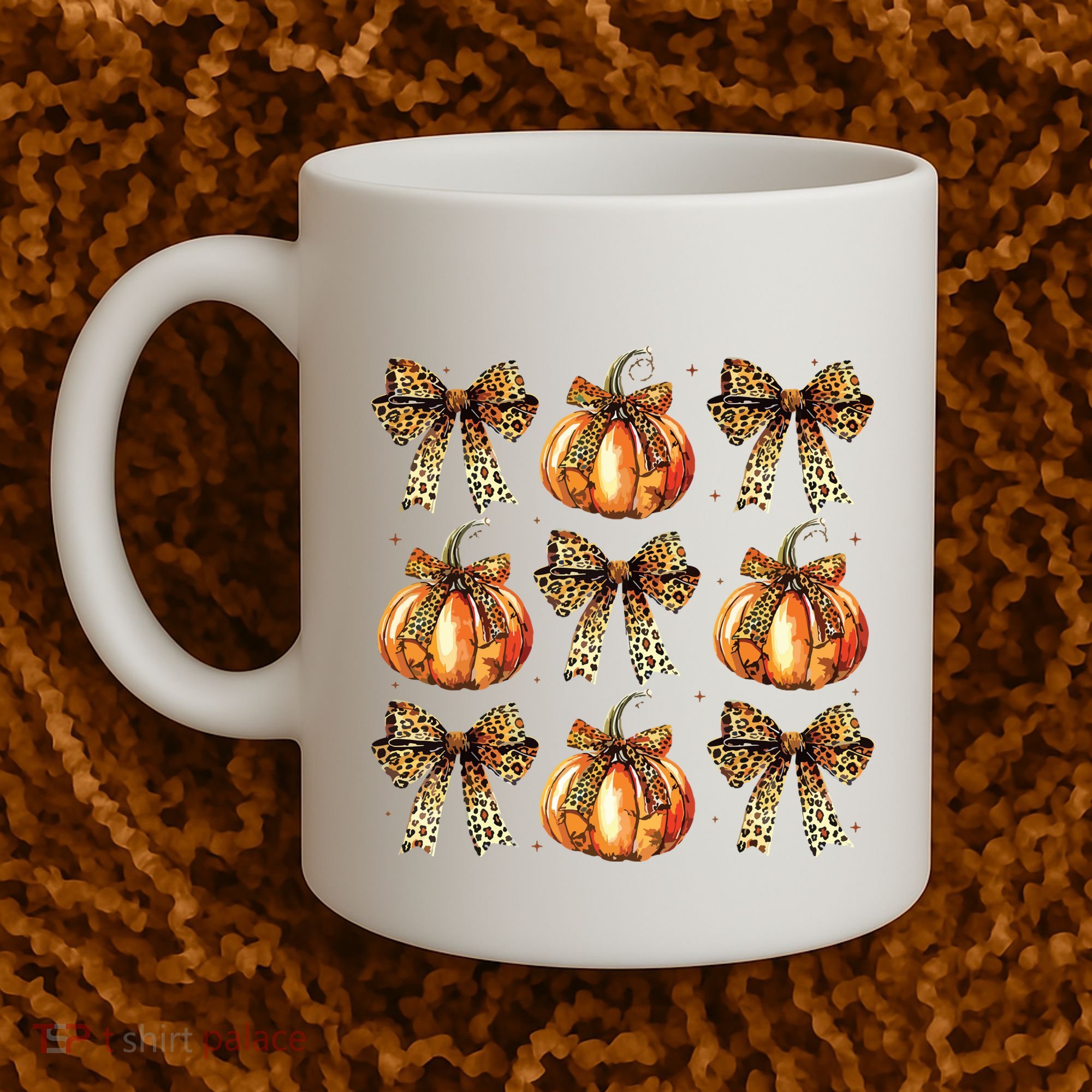 Leopard Coquette Bow Pumpkin Spooky Season Autumn Halloween Coffee Mug