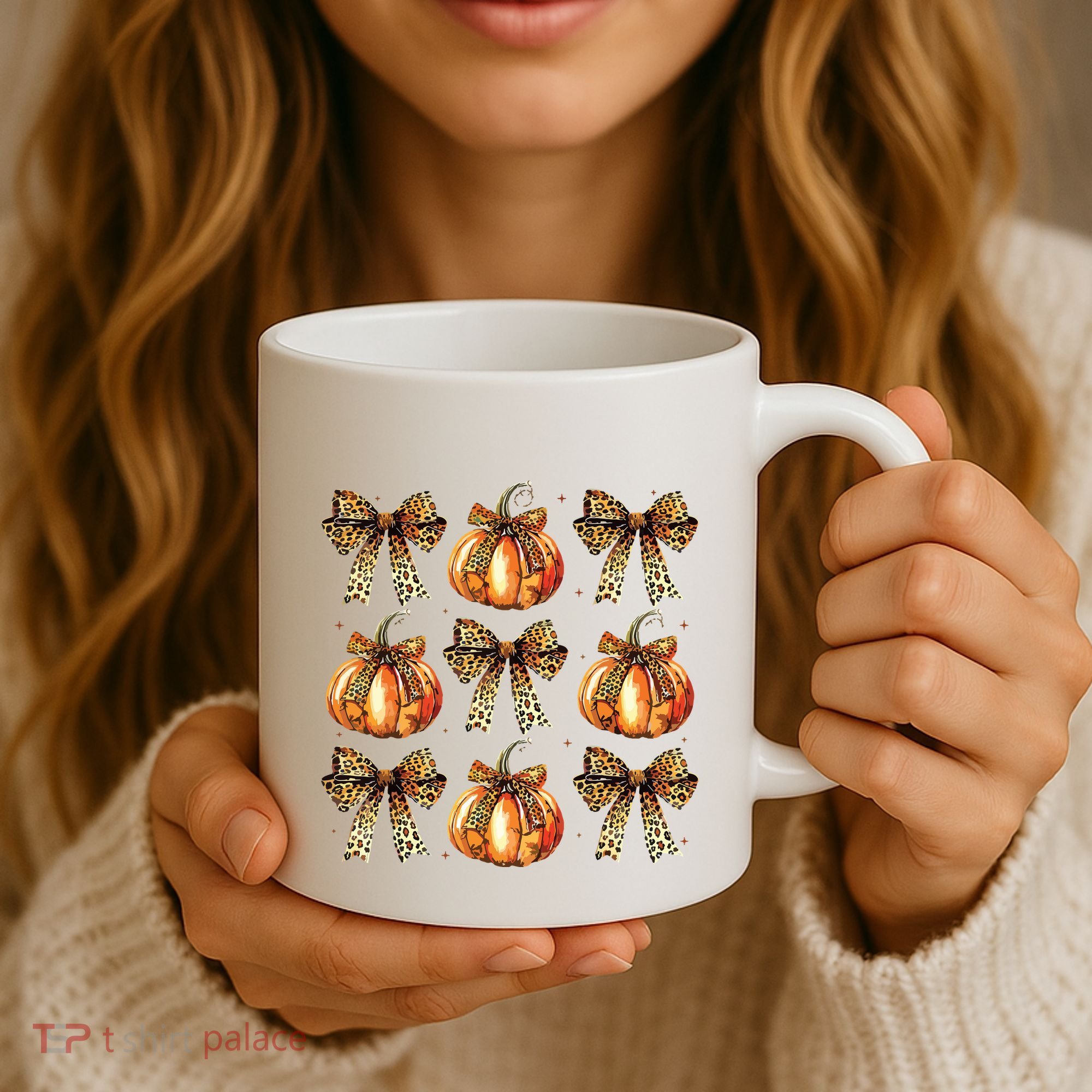 Leopard Coquette Bow Pumpkin Spooky Season Autumn Halloween Coffee Mug