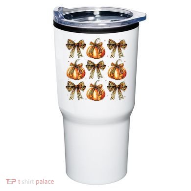 Leopard Coquette Bow Pumpkin Spooky Season Autumn Halloween Tumbler