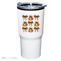 Leopard Coquette Bow Pumpkin Spooky Season Autumn Halloween Tumbler thumb 0