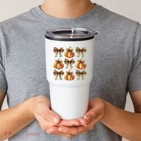 Leopard Coquette Bow Pumpkin Spooky Season Autumn Halloween Tumbler thumb 2