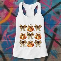 Leopard Coquette Bow Pumpkin Spooky Season Autumn Halloween Women's Tank Top thumb 3