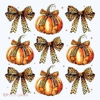 Leopard Coquette Bow Pumpkin Spooky Season Autumn Halloween Women's T-Shirt thumb 6