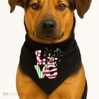 Love Christmas Cute Reindeer USA-Made Doggie Bandana thumb 1
