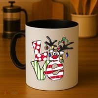 Love Christmas Cute Reindeer Coffee Mug thumb 4