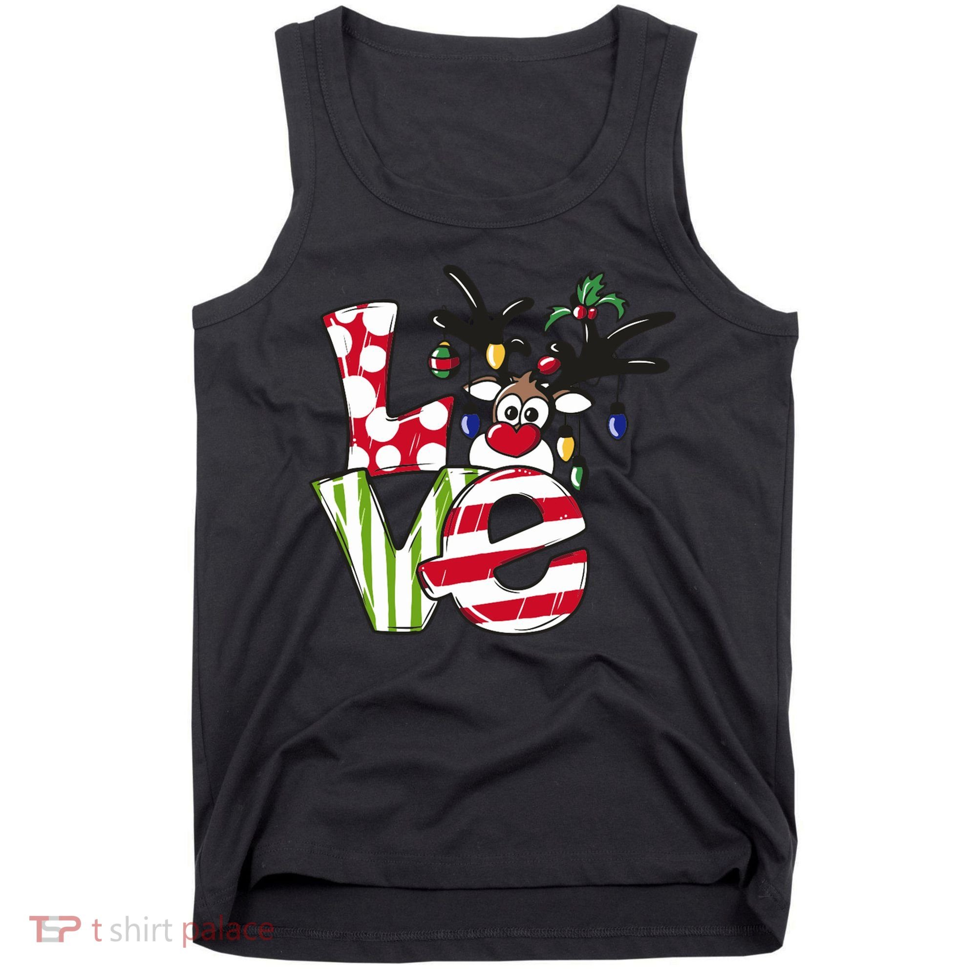 Love Christmas Cute Reindeer Tank Top