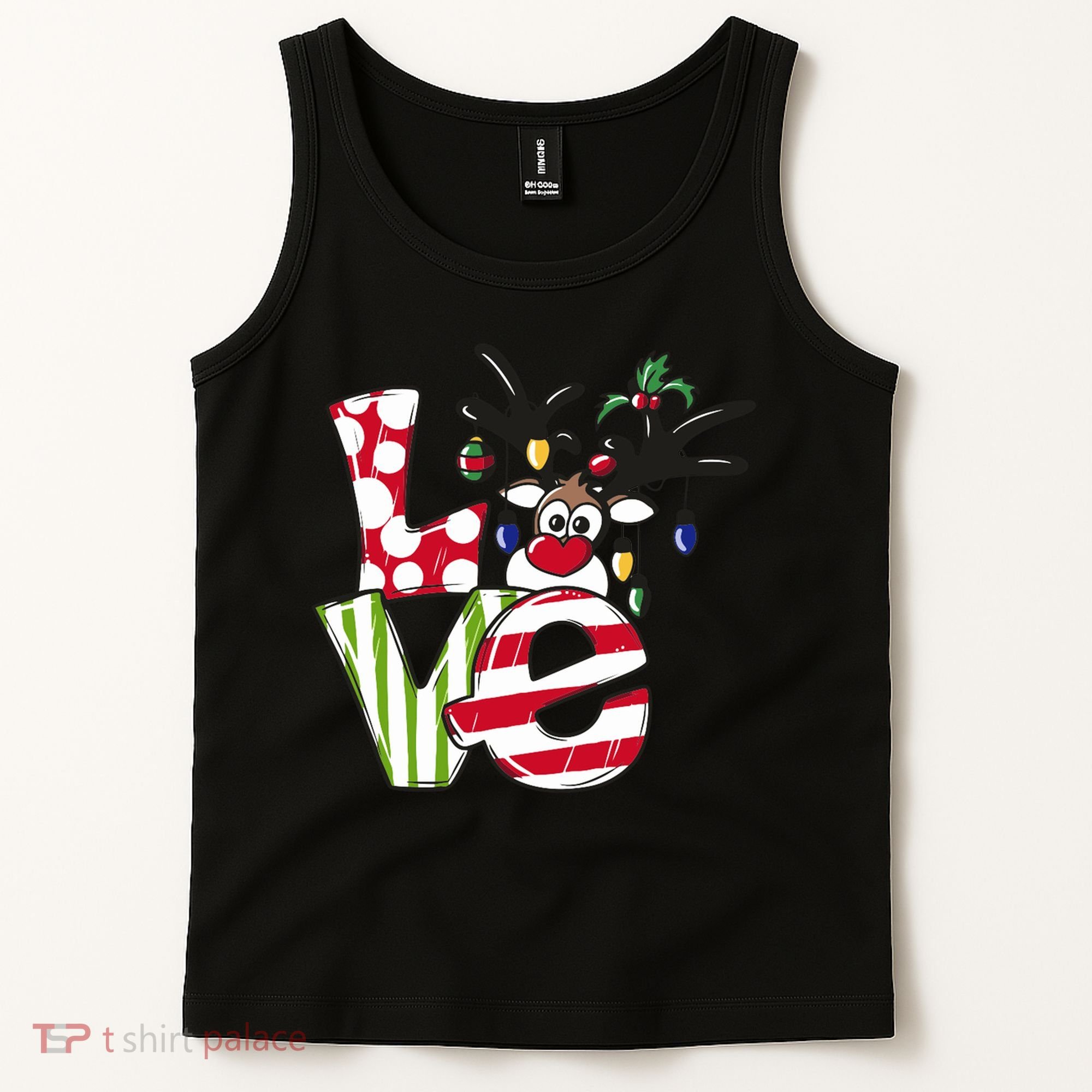Love Christmas Cute Reindeer Tank Top