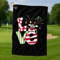 Love Christmas Cute Reindeer Golf Towel thumb 1