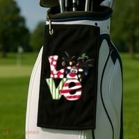 Love Christmas Cute Reindeer Golf Towel thumb 2