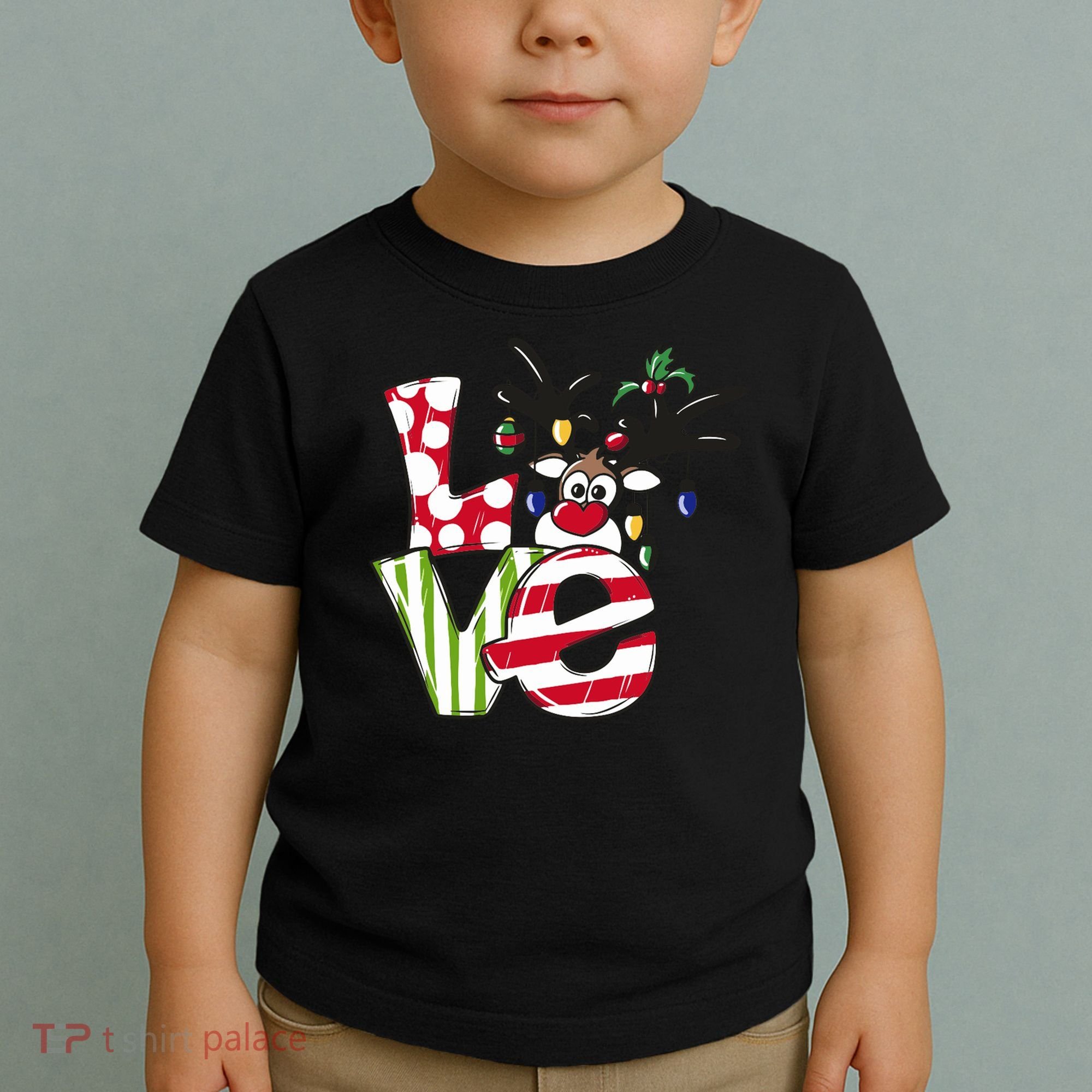 Love Christmas Cute Reindeer Toddler T-Shirt