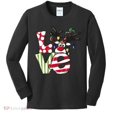 Love Christmas Cute Reindeer Kids Long Sleeve Shirt