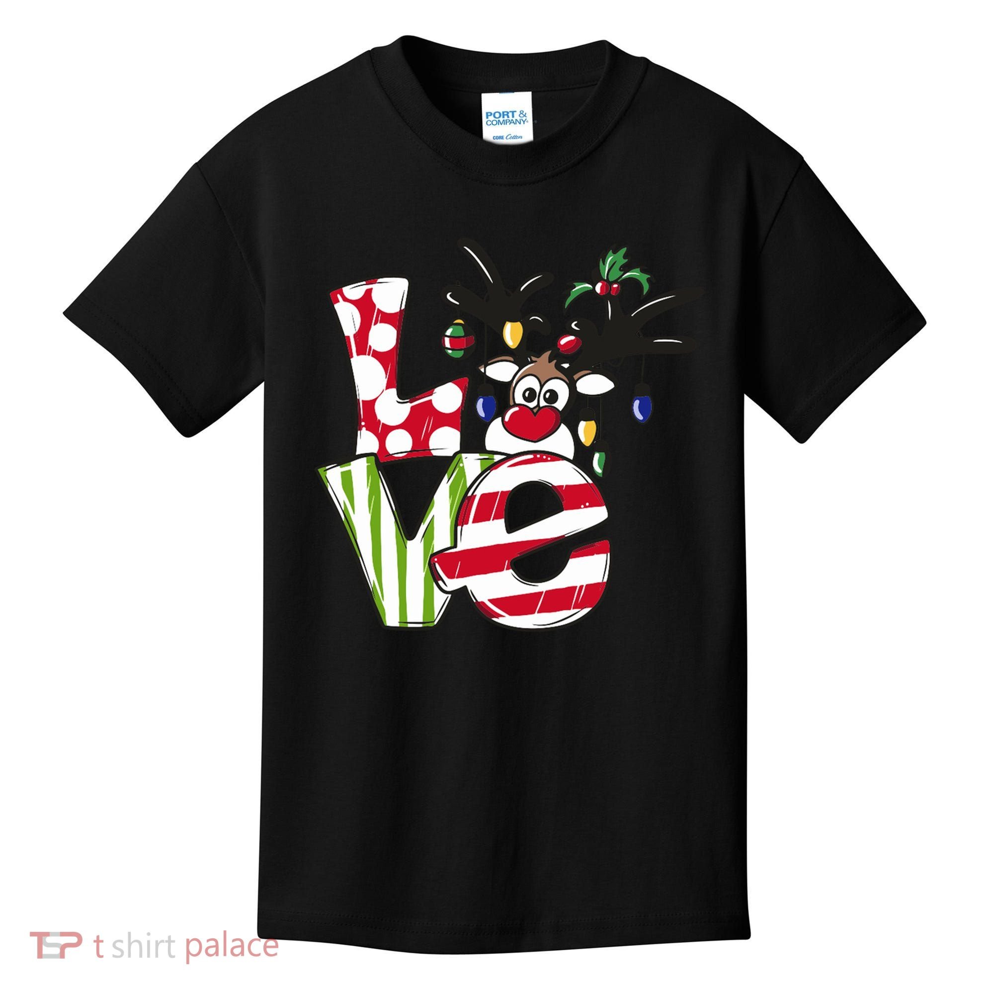 Love Christmas Cute Reindeer Kids T-Shirt