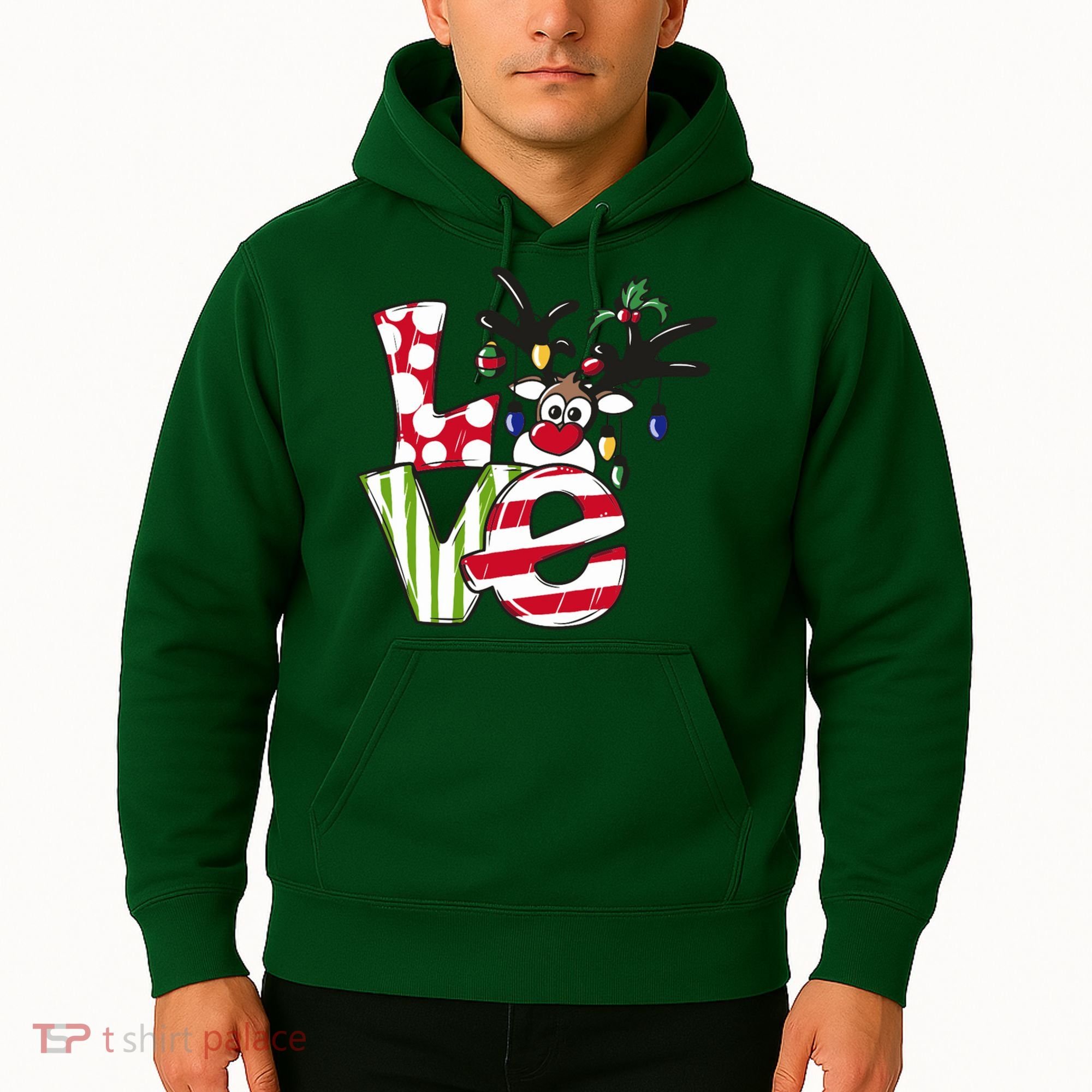 Love Christmas Cute Reindeer Hoodie