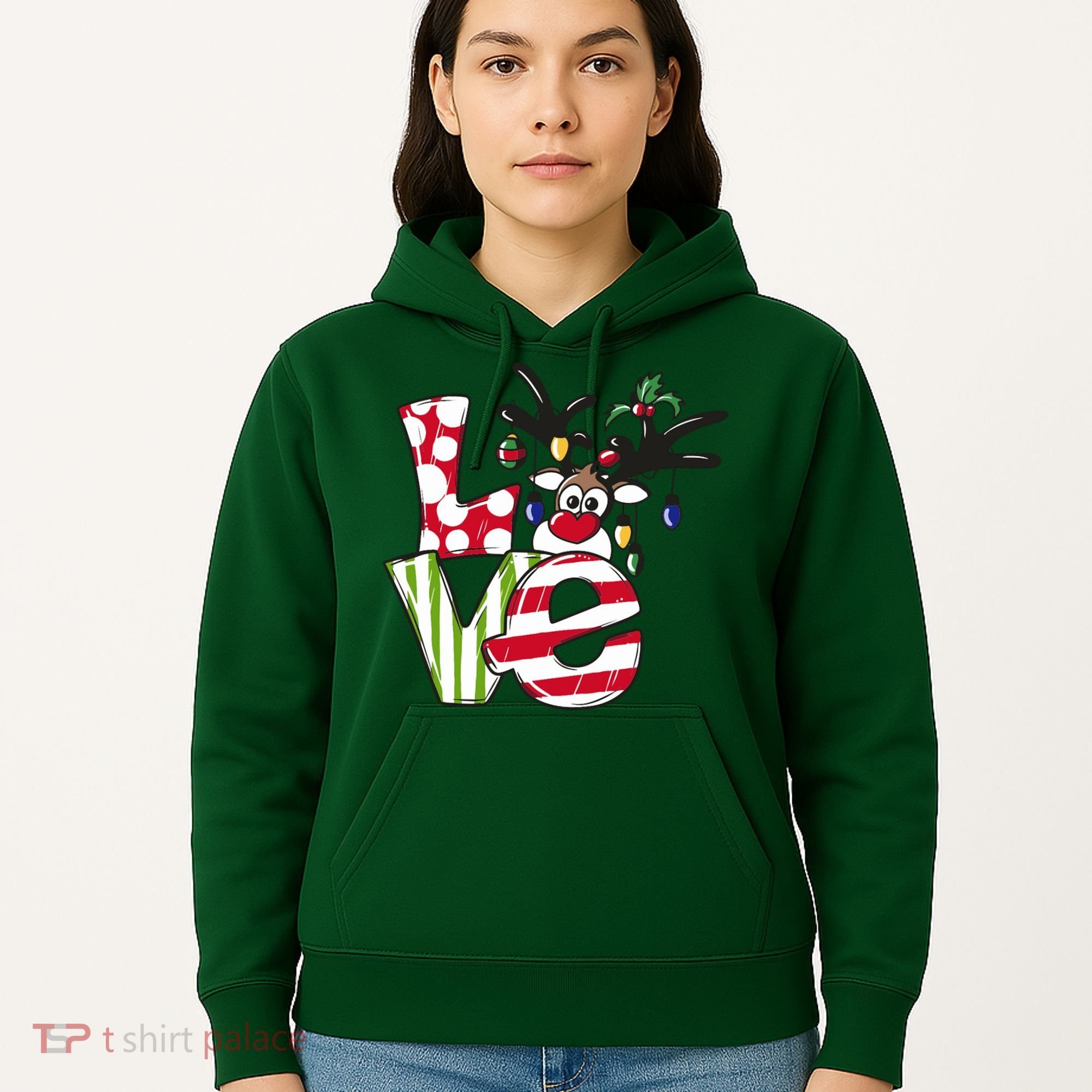 Love Christmas Cute Reindeer Hoodie