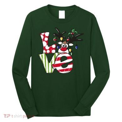 Love Christmas Cute Reindeer Long Sleeve Shirt
