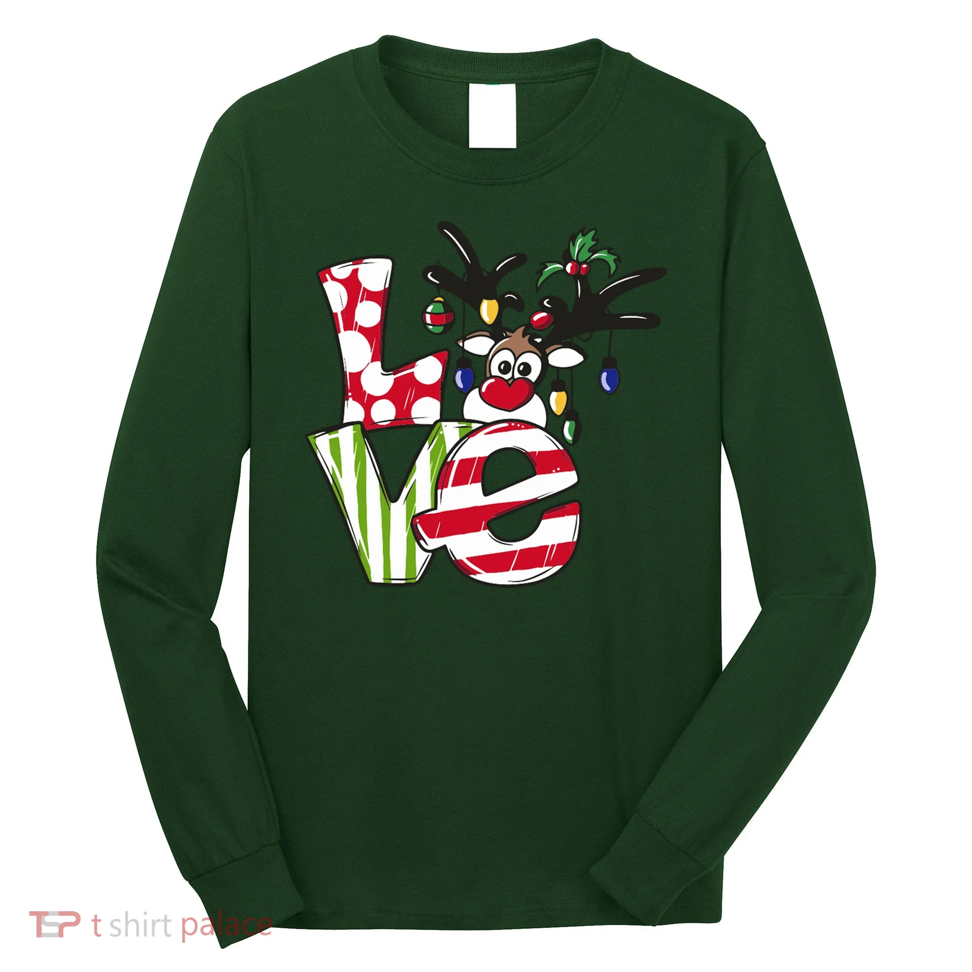 Love Christmas Cute Reindeer Long Sleeve Shirt
