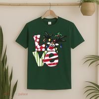 Love Christmas Cute Reindeer T-Shirt thumb 2