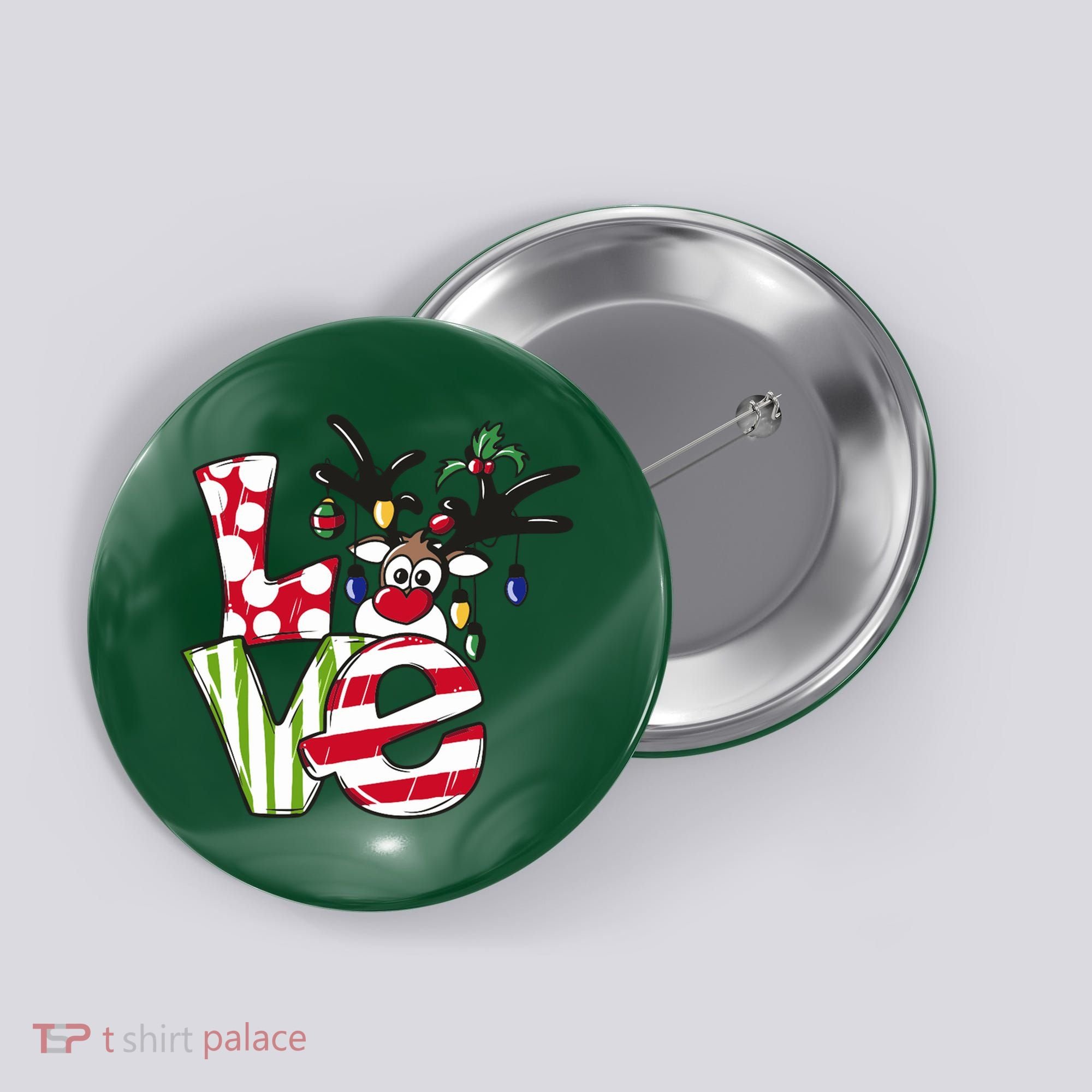 Love Christmas Cute Reindeer Button