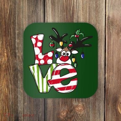 Love Christmas Cute Reindeer Coaster