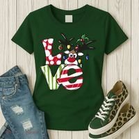 Love Christmas Cute Reindeer Women's T-Shirt thumb 3