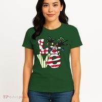 Love Christmas Cute Reindeer Women's T-Shirt thumb 4