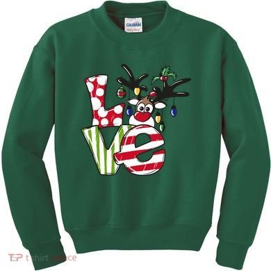 Love Christmas Cute Reindeer Kids Sweatshirt