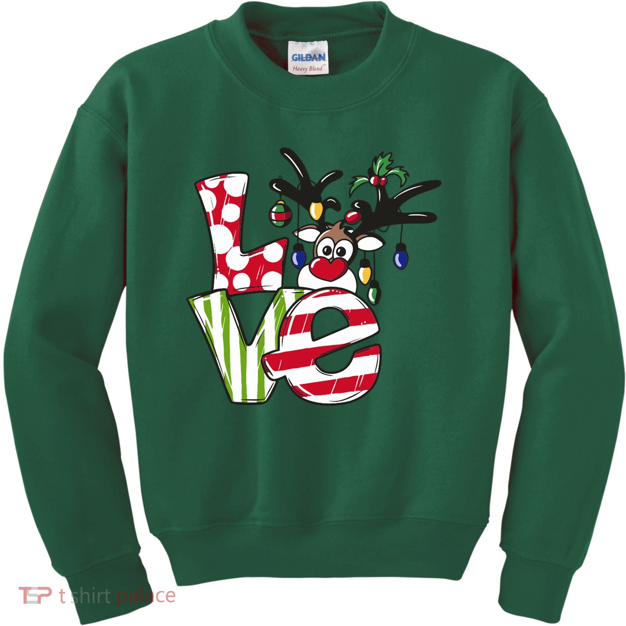 Love Christmas Cute Reindeer Kids Sweatshirt