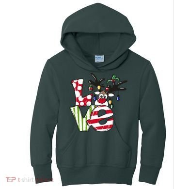 Love Christmas Cute Reindeer Kids Hoodie