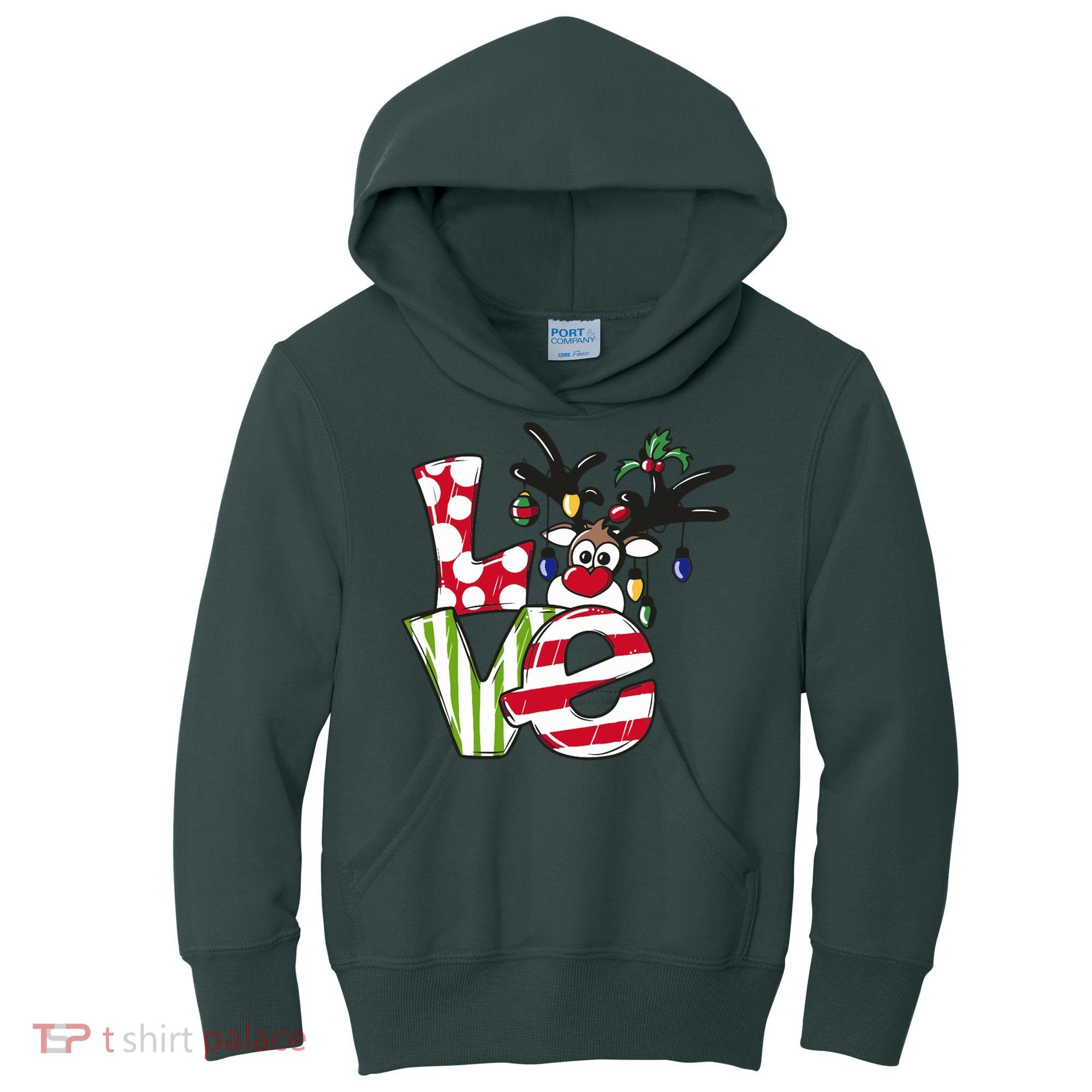 Love Christmas Cute Reindeer Kids Hoodie