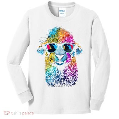 Lama Colorful Cool Alpaca Alpacalover Kids Long Sleeve Shirt