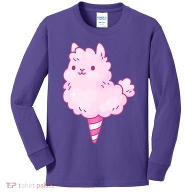 Llama Cotton Candy Kids Long Sleeve Shirt