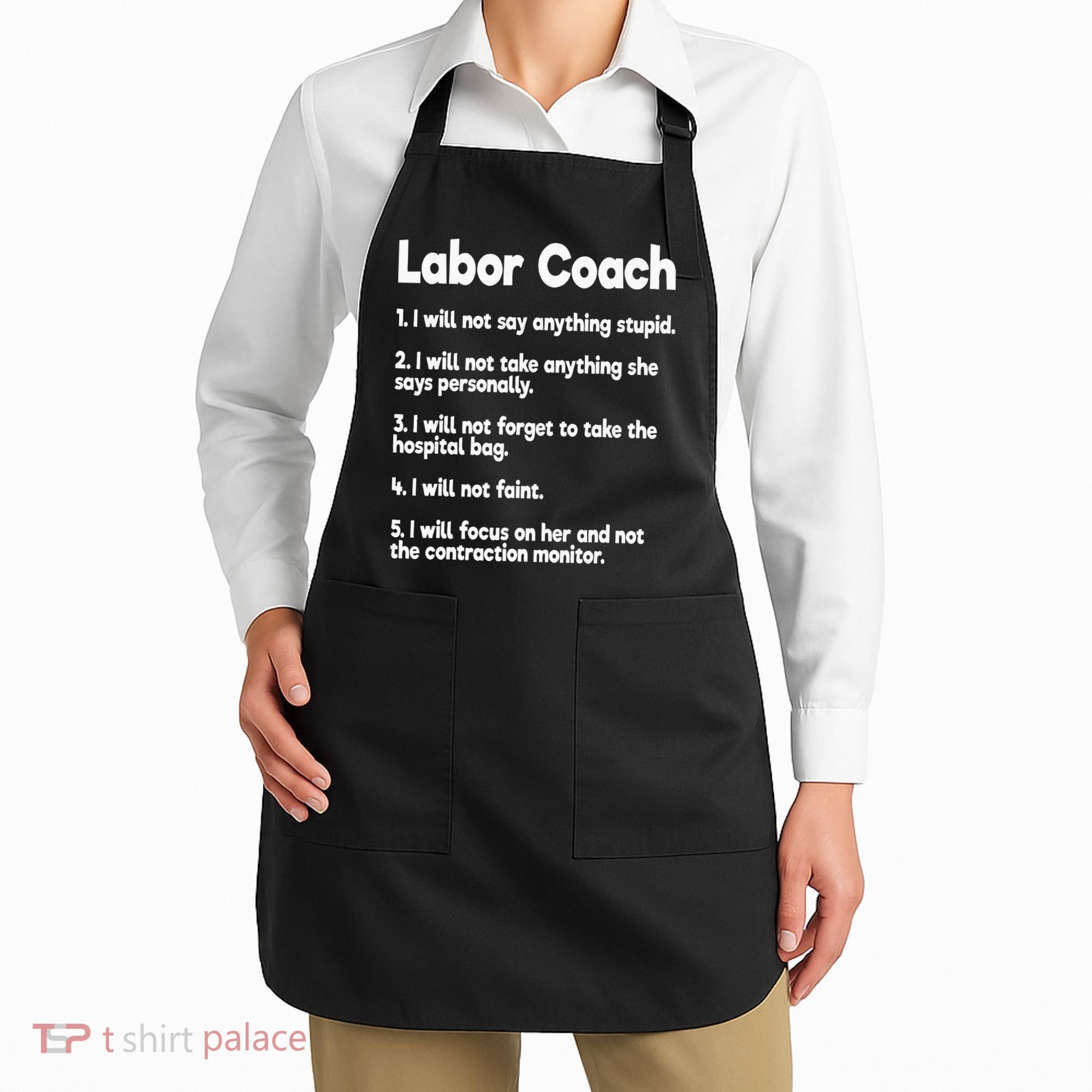 Labor Coach Expecting Dad Rules Papa Funny Baby Apron