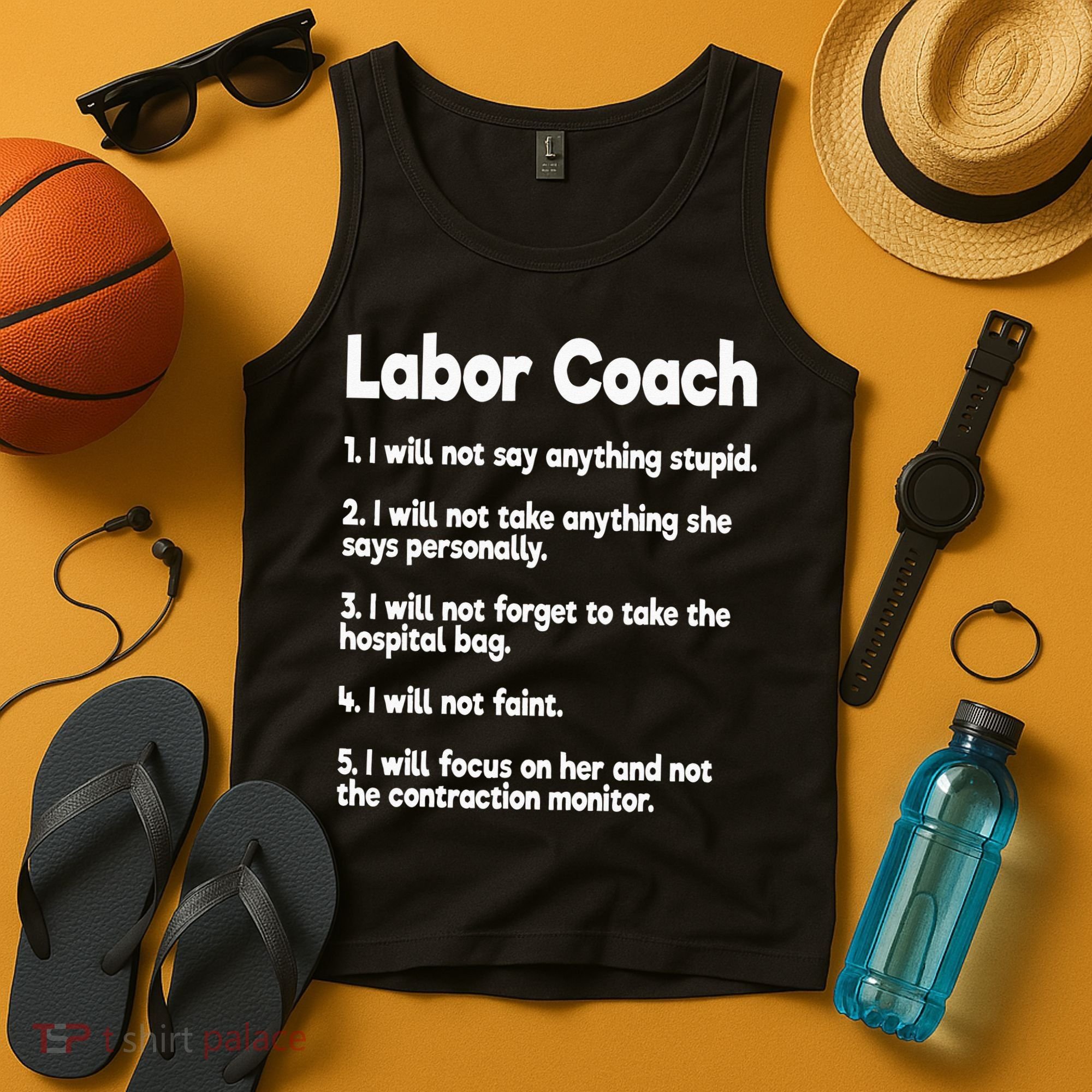 Labor Coach Expecting Dad Rules Papa Funny Baby Tank Top