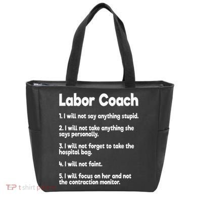 Labor Coach Expecting Dad Rules Papa Funny Baby Tote Bag