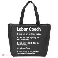 Labor Coach Expecting Dad Rules Papa Funny Baby Tote Bag thumb 0