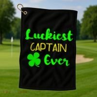 Luckiest Captain Ever St Patrick's Day Irish Boat Boating Cute Gift Golf Towel thumb 1
