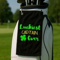 Luckiest Captain Ever St Patrick's Day Irish Boat Boating Cute Gift Golf Towel thumb 2