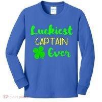 Luckiest Captain Ever St Patrick's Day Irish Boat Boating Cute Gift Kids Long Sleeve Shirt thumb 0