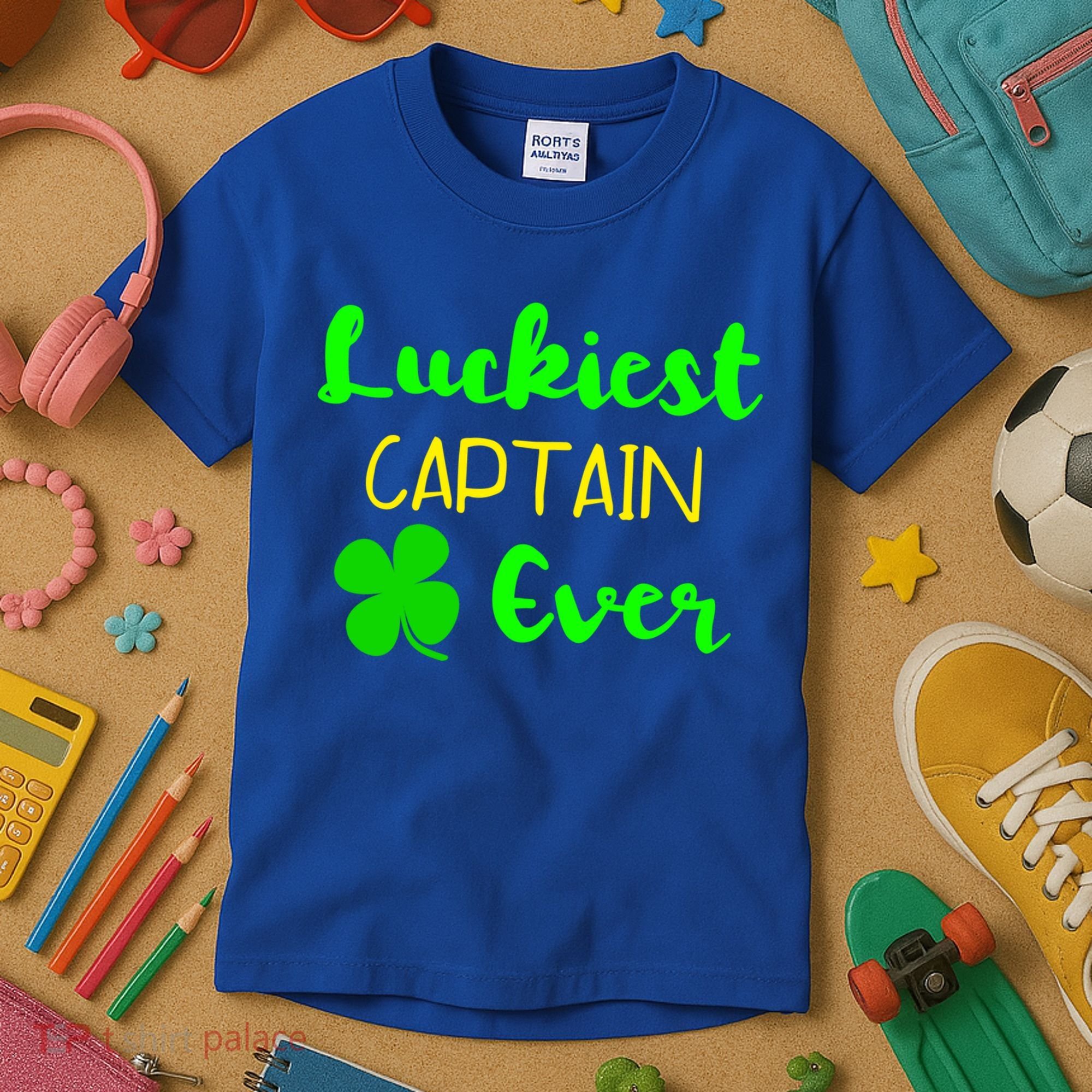 Luckiest Captain Ever St Patrick's Day Irish Boat Boating Cute Gift Kids T-Shirt