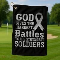 Lung Cancer Fighter Christian Lung Cancer Awareness Golf Towel thumb 1